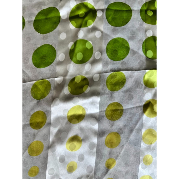 Oscar De La Renta Silk Scarf Womens Polka Dot Green Oblong 11" x 52" Rectangle - Picture 7 of 7